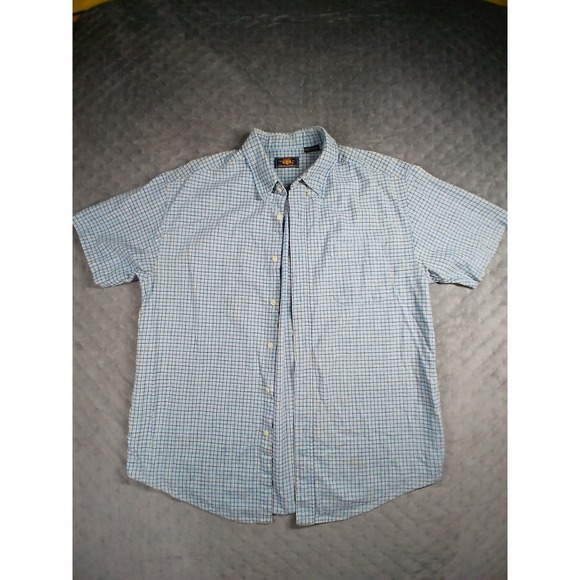 Route 66 Other - Route 66 Mens Blue Plaid Linen Blend Short Sleeve Button Down Shirt Large